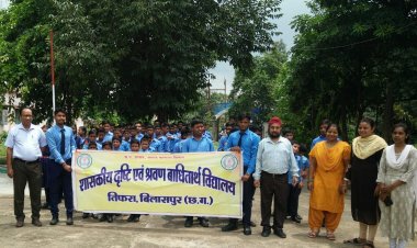 *शासकीय दृष्टि एवं श्रवण बाधितार्थ विद्यालय के स्कूली बच्चों ने निकाली मतदाता जागरूकता रैली*