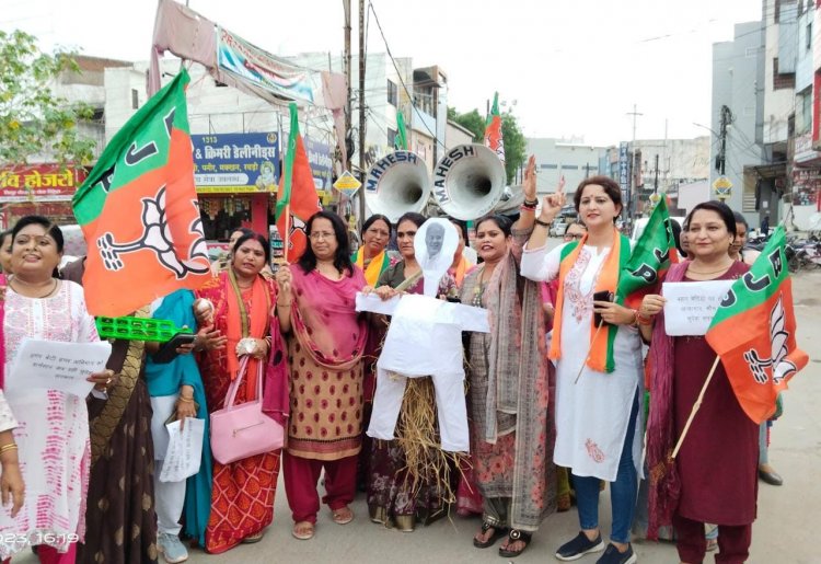 *सुकमा जिले की घटना को लेकर भारतीय जनता महिला मोर्चा ने फूंका मुख्यमंत्री और गृहमंत्री का पुतला*