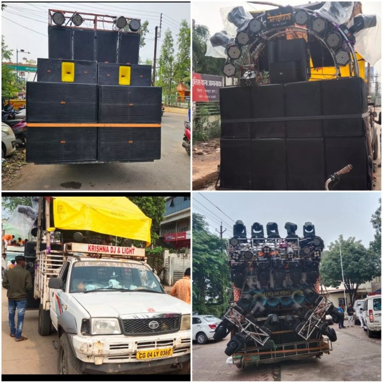 हाइकोर्ट के निर्देश और तल्ख टिप्पणी के बाद हरकत में आई रायपुर पुलिस,40से ज्यादा डीजे सहित साउंड सिस्टम लगे वाहन जप्त