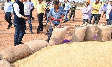 कलेक्टर गौरव सिंह ने किया धान खरीदी केन्द्र खोरपा का निरीक्षण,धान के जल्द उठाओ के दिए निर्देश