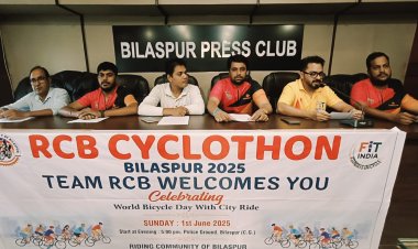 ...स्वस्थ जीवनशैली अपनाने साइकलिंग जरूरी,जनजागरुकता लाने 1 जून को शहर में साइक्लोथान का आयोजन  0...राइडिंग कम्युनिटी आफ बिलासपुर का आयोजन, 5 किलोमीटर चलाएंगे साइकिल