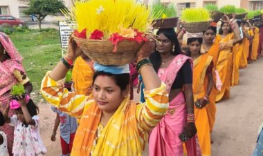 भोजली  जंवारा बाजे गाजे के साथ किया गया नगर के  तालाबो मे विसर्जन