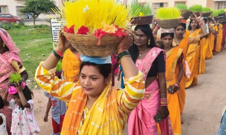 भोजली  जंवारा बाजे गाजे के साथ किया गया नगर के  तालाबो मे विसर्जन