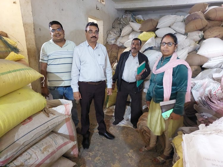 *बिल्हा, बरतोरी, कोटा, रतनपुर,के पांच संस्थानों साढ़े सात लाख के अवैध भंडारण धान जप्त*